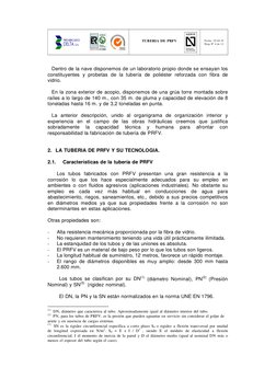 TUBERIA DE PRFV 
Fecha: 20.04.10 
Hoja Nº 4 de 13 
 
 
 
 
Dentro de la nave disponemos de un laboratorio propio