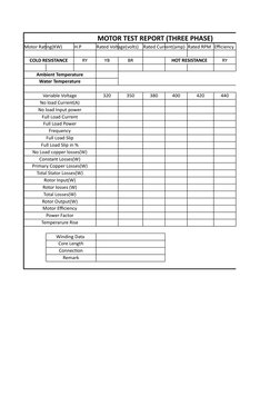 Motor Rotation Test Report Form Three Phase Motor Test Report | PDF