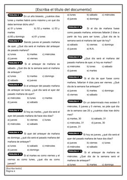 Problemas de días de la semana | PDF | Calendario | Unidades de medida