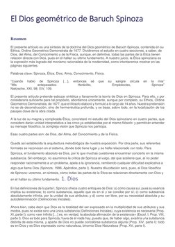 El Dios geométrico de Baruch Spinoza 
 
Resumen 
El presente artículo es una síntesis de la doctrina del Dios geométrico de B
