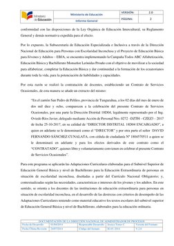 Ministerio de Educación 
VERSIÓN: 
2.0 
PÁGINA: 
2 
Informe General 
 
 
 
 
 
DOCUMENTACIÒN DE LA DIRECCIÒN NACIONAL DE AD