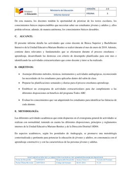 Ministerio de Educación 
VERSIÓN: 
2.0 
PÁGINA: 
3 
Informe General 
 
 
 
 
 
DOCUMENTACIÒN DE LA DIRECCIÒN NACIONAL DE AD