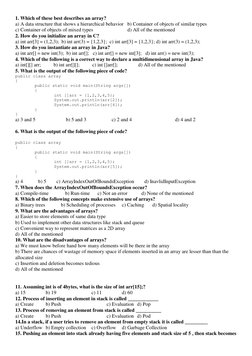Data Structures: Arrays and Stacks MCQs | PDF | C (Programming Language ...