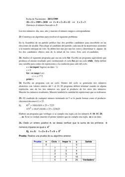 Fecha de Nacimiento: 28/11/1989 
28 + 11 + 1989 = 2028 ⇒ 2 + 0 + 2 + 8 = 12  ⇒  1 + 2 = 3 
Entonces el número buscado es 3