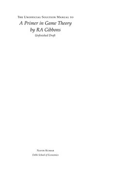 Gibbons Game Theory For Applied Economists (Solutions) PDF | PDF