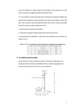 7 
 
suma de la distancia a ambos lados de la articulación. Para puentes de un solo 
tramo L es igual a la longitud del table