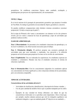 geométricas. Se establecen conexiones lógicas entre cuadrado, rectángulo y 
paralelogramo por procesos de experimentación y d