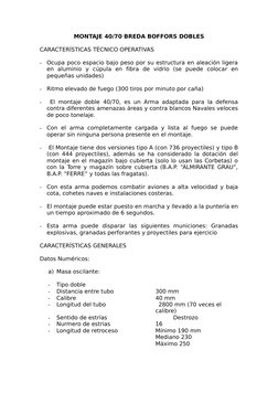MONTAJE 40/70 BREDA BOFFORS DOBLES
CARACTERÍSTICAS TÉCNICO OPERATIVAS
-
Ocupa poco espacio bajo peso por su estructura en ale