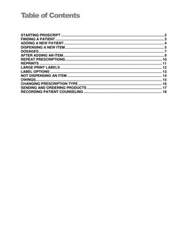 Table of Contents 
 
 
 
 
 
STARTING PROSCRIPT .............................................................................