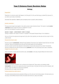 Year 9 Science Revision Notes | PDF | Lung | Respiratory System