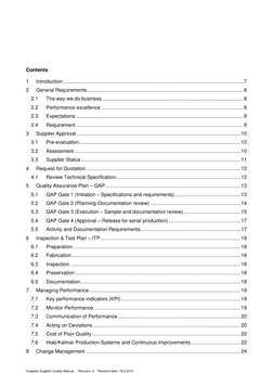 Cargotec Supplier Quality Manual     Revision: 2    Revision date: 19.2.2015 
 
Contents 
1 
Intr