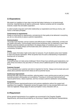 9 (30) 
 
 
Cargotec Supplier Quality Manual     Revision: 2    Revision date: 19.2.2015 
2.3 Expecta