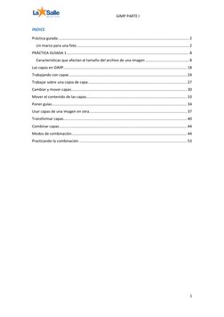 GIMP PARTE I 
1 
 
 
INDICE 
Práctica guiada ................................................................................