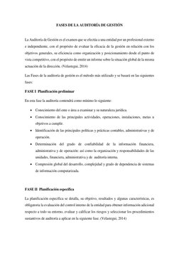 Fases de la Auditoría de Gestión | PDF | Contralor | Planificación