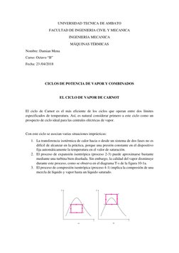 UNIVERSIDAD TECNICA DE AMBATO 
FACULTAD DE INGENIERIA CIVIL Y MECANICA 
INGENIERIA MECANICA 
MÁQUINAS TÉRMICAS 
Nombre: Damia