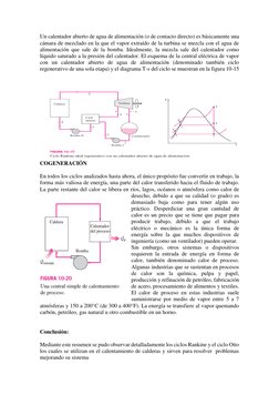 Un calentador abierto de agua de alimentación (o de contacto directo) es básicamente una 
cámara de mezclado en la que el vap