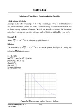 Numerical Analysis /Lec. 1  
- 2 - 
 
Third Class 
Root Finding 
 
Solutions of Non-Linear Equations in One Variable 
 
U1.1
