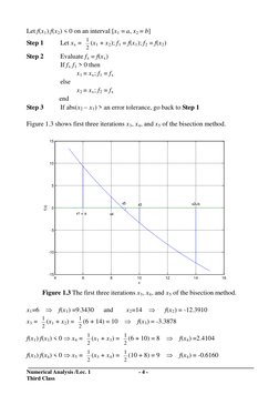 Numerical Analysis /Lec. 1  
- 4 - 
 
Third Class 
Let f(xR1
R) f(xR2
R) < 0 on an interval [xR1
R = a, xR2 
R= b] 
Step 1 
L