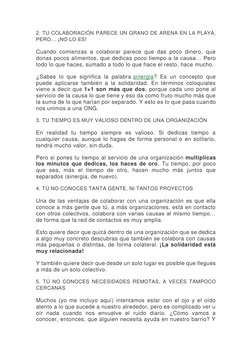 2. TU COLABORACIÓN PARECE UN GRANO DE ARENA EN LA PLAYA, 
PERO… ¡NO LO ES! 
Cuando comienzas a colaborar parece que das poco