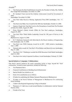 Tata Iron & Steel Company
Awards:(7)

Tata Steel gets the Best Establishment Award by the President of India (http://www.tat