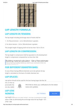 Lap Length of Reinforcement Bars | PDF | Beam (Structure) | Column