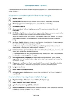 Shipping Documents Checklist for Export | PDF | Cargo | Trade