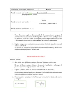 Promedio de retorno sobre la inversión  
                    87.24% 
 
Periodo promedio la inversión                        I