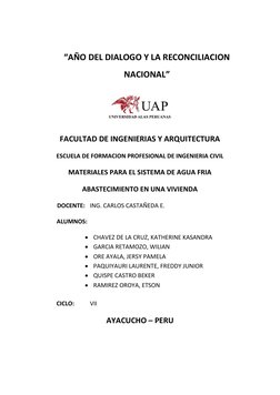 “AÑO DEL DIALOGO Y LA RECONCILIACION 
NACIONAL” 
 
FACULTAD DE INGENIERIAS Y ARQUITECTURA  
ESCUELA DE FORMACION PROFES