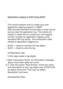 Creating Application Logs in SAP ABAP | PDF | Subroutine | Databases