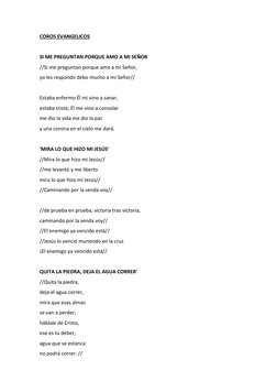 COROS EVANGELICOS 
 
SI ME PREGUNTAN PORQUE AMO A MI SEÑOR 
//Si me preguntan porque amo a mi Señor,  
yo les respondo debo m