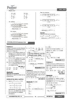70
UNI SEMESTRAL 2013 - III
ARITMÉTICA
MCD - MCM
TEMA 23
Exigimos más!
Problema 1
Indique la secuencia correcta después
de de
