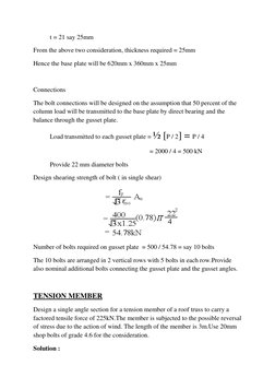 t = 21 say 25mm 
From the above two consideration, thickness required = 25mm 
Hence the base plate will be 620mm x 360mm x