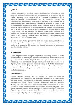 g. VALS  
Valse o vals, género musical europeo ampliamente difundido en toda 
América. La transformación de este género lleva