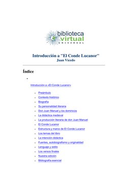 Introducción a "El Conde Lucanor" 
          Juan Vicedo  
 
 
 
Índice 
• 
 
Introducción a «El Cond