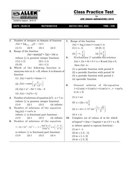 JEE Functions Practice Test PDF | PDF | Function (Mathematics ...