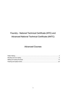 1
 
 
 
 
 
Foundry - National Technical Certificate (NTC) and 
Advanced National Technical Certificate (ANTC) 
 
Advanced