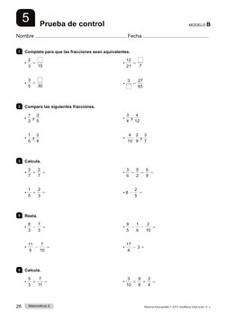 Material fotocopiable © 2015 Santillana Educación, S. L.

Matemáticas 6

1RPEUH
)HFKD
02'(/2B
Prueba de control
1
Complet