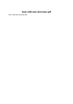 Basic Solid State Electronics by B.L. Theraja | PDF | Solid State ...