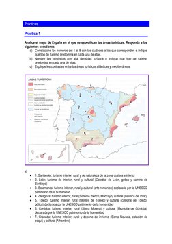 Prácticas 
Práctica 1 
Analice el mapa de España en el que se especifican las áreas turísticas. Responda a las 
siguiente