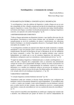 Sociolinguística – o tratamento da variação 
Maria Cecilia Mollicca 
Maria Luiza Braga (orgs) 
 
FUNDAMENTAÇÃO TEÓRICA: CONCE