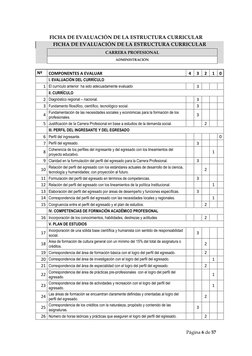 Página 6 de 57 
 
FICHA DE EVALUACIÓN DE LA ESTRUCTURA CURRICULAR 
FICHA DE EVALUACIÓN DE LA ESTRUCTURA CURRICULAR 
 
  
CARR