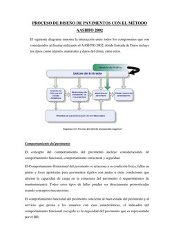 PROCESO DE DISEÑO DE PAVIMENTOS CON EL MÉTODO 
AASHTO 2002 
El siguiente diagrama muestra la interacción entre todos los comp
