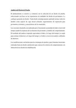 Análisis del Diseño de Prueba 
El planteamiento es iterativo y comienza con la selección de un diseño de prueba, 
seleccionad