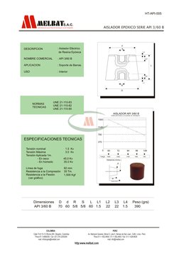 L
d
D
S
R
L3
L2
AISLADOR EPOXICO SERIE API 3/60 B
Av. Mariscal Cáceres, Mzna D, Lote 5, Héroes de San Juan - SJM - Lima - Per