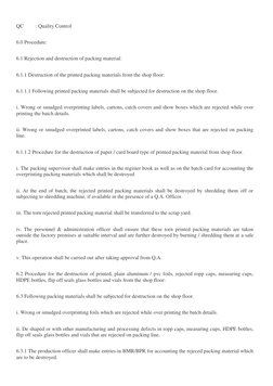 Material Rejection Procedure.pdf SOP for Disposal of Rejected Packing Materials | PDF | Hazardous Waste ...