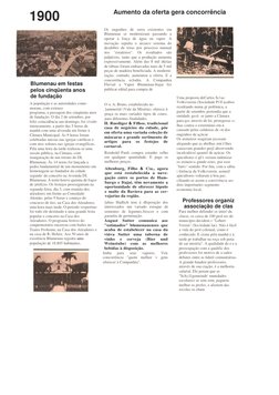 1900  
Aumento da oferta gera concorrência  
  
 
Blumenau em festas 
pelos cinqüenta anos 
de fundação  
A população e as au