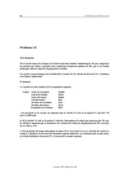 Oleohidràulica. Problemes resolts
90
Problema 14
14.1 Enunciat
En el circuit tancat de la figura 14.1 intervenen dues bombes