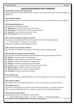 COMPUTER NOTES 
 
        
 
 
 
 
 
 
 
 
CLASS 6TH  
 BLUE BIRD INSTITUTE OF INFORMATION TECHNOLOGY DOABA (HANGU)