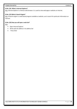 COMPUTER NOTES 
 
        
 
 
 
 
 
 
 
 
CLASS 6TH  
 BLUE BIRD INSTITUTE OF INFORMATION TECHNOLOGY DOABA (HANGU)