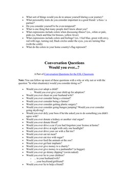 
What sort of things would you do to amuse yourself during a car journey?
What personality traits do you consider importa